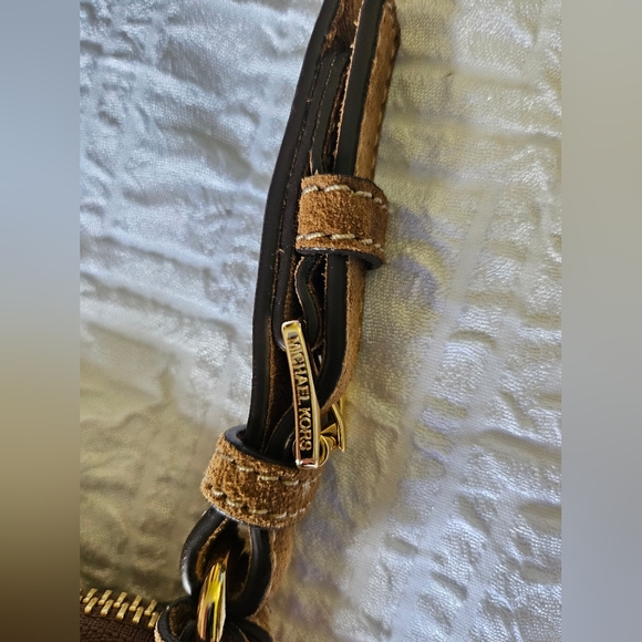 Michael Kors Brown Suede Gold Tassels Fringe Designer Purse Shoulder Bag - Picture 11 of 16